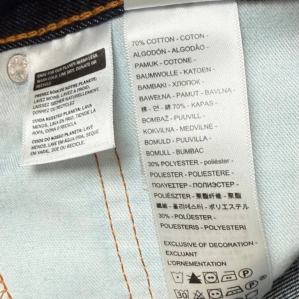 NEW Levi's 513 Mens 38x30 Slim Straight Stretch Dark Wash Denim Blue Jeans *Read